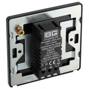BG Electrical PCDMB81B Evolve Matt Black 1 Gang Intelligent Trailing Edge Dimmer Switch - Suitable For LED Lighting