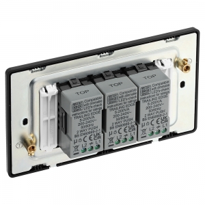 BG Electrical PCDMB83B Evolve Matt Black 3 Gang Intelligent Trailing Edge Dimmer Switch - Suitable For LED Lighting