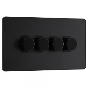 BG Electrical PCDMB84B Evolve Matt Black 4 Gang Intelligent Trailing Edge Dimmer Switch - Suitable For LED Lighting