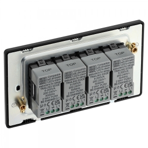 BG Electrical PCDMB84B Evolve Matt Black 4 Gang Intelligent Trailing Edge Dimmer Switch - Suitable For LED Lighting