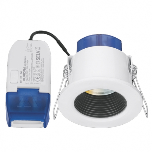 Aurora Lighting AU-R6CWSBF R6 Series White Colour & Wattage Switchable 4-8W IP65 Fixed Baffled Fire Rated LED Downlight