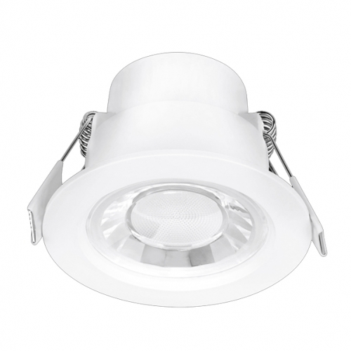 Aurora Lighting EN-DL10160B/30 Spryte Matt White Fixed 6W 550Lm Low Profile Non-Dimmable LED Downlight With Warm White 3000K LEDs, EnFiniti Lens IP44 240V