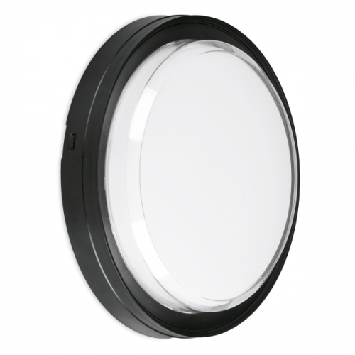 Aurora Lighting WL1/CS Black 15W 1800Lm 222mm Round 3 Colour Selectable LED Bulkhead IP65 - Coastal Grade Polycarbonate Housing