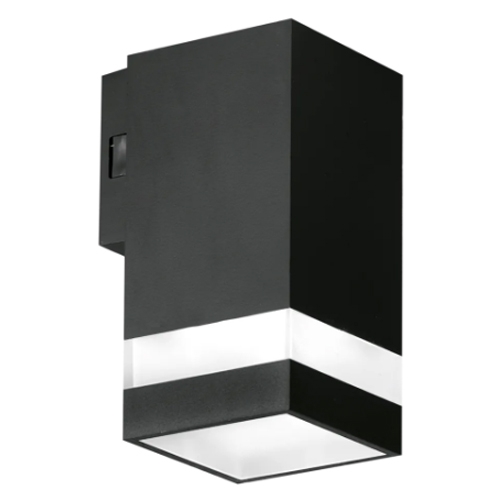 Aurora Lighting WL12/CS Black 5W 440Lm Square Single Up or Down 3 Colour Selectable LED Wall Light With Decorative Lighting Trim IP65 - Coastal Grade Polycarbonate Housing