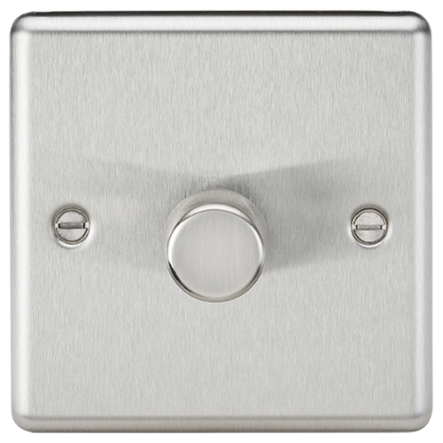 Knightsbridge CL2191BC Brushed Chrome Flat Plate 1 Gang 2 Way Intelligent Dimmer 10-200W Incandescent | 5-150W LED