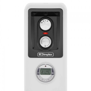 Dimplex ECR20TIE White/Grey 2kW Oil Free Plug-In Portable Radiator With 24Hr Digital Timer, 3 Heat Settings & Easy Glide Castors