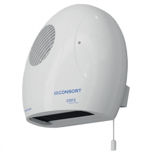 Consort Claudgen DF2 Heatflow White 2kW Downflow Fan Heater With Run-Back Timer & Pullcord