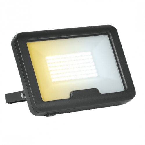 Aurora AU-FLV50CS VelaCS Black 50W 5500Lm CCT LED Domestic Floodlight With 3 Colour Selectable LEDs & Frosted Glass Diffuser