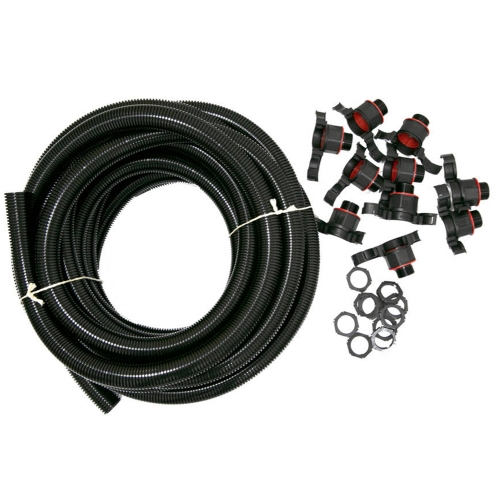 Wiska 10112307 Brace Black Polypropylene 25mm Flexible Conduit Contractor Pack With 10m Flexible Conduit, 10 x Straight Fittings & 10 x Locknuts