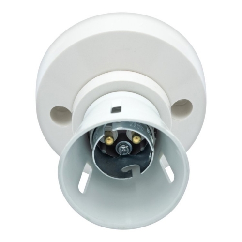 BG Electrical 753 White Straight 3-Terminal Batten Lampholder With Home Office Skirt