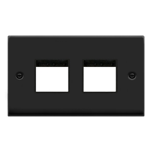 Click VPMB404BK Deco Matt Black 2 Gang 4 (2 x 2) Modules Unfurnished MiniGrid Frontplate With Black Inserts