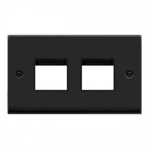 Click VPMB404BK Deco Matt Black 2 Gang 4 (2 x 2) Modules Unfurnished MiniGrid Frontplate With Black Inserts