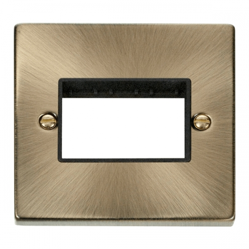 Click VPAB403BK Deco Antique Brass 1 Gang 3 Modules Unfurnished MiniGrid Frontplate With Black Insert