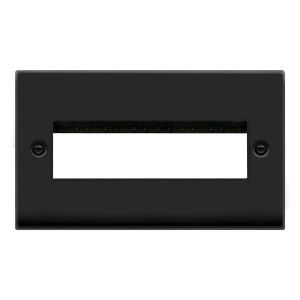 Click VPMB426BK Deco Matt Black 2 Gang 6 In-Line Modules Unfurnished MiniGrid Frontplate With Black Insert