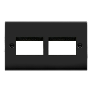 Click VPMB406BK Deco Matt Black 2 Gang 6 (2 x 3) Modules Unfurnished MiniGrid Frontplate With Black Inserts