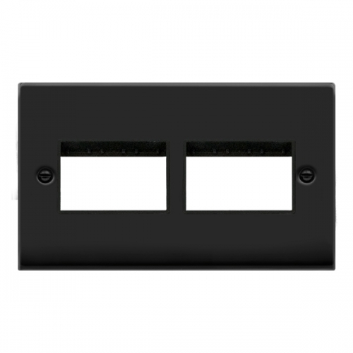 Click VPMB406BK Deco Matt Black 2 Gang 6 (2 x 3) Modules Unfurnished MiniGrid Frontplate With Black Inserts