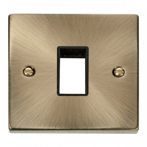 Click VPAB401BK Deco Antique Brass 1 Gang 1 Module Unfurnished MiniGrid Frontplate With Black Insert