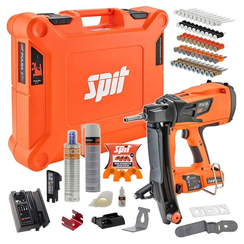 Spit 923781 Pulsa 27E Electricians Starter Nail Gun Kit 2.0 With 500x Fixings, Fuel Cell & Carry Case
