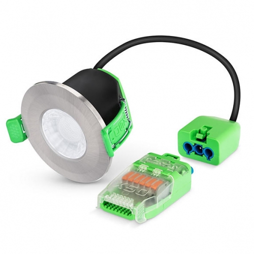 JCC Lighting JC1101/BN X50 Brushed Nickel IP65 3.5W/5W Wattage Selectable Fixed CCT LED Fire Rated Downlight