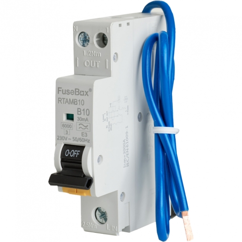 Fusebox RTAMB20BD 1 Module 20A 6kA 30mA 1P+N Bi-Directional RCBO Reduced Height Type-A B-Curve