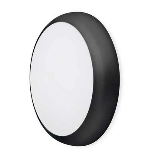 JCC Lighting JC07274 RadiaLED Rapid Pro Slim Black IP65 300mm Dia. Round 12W/18W Wattage + 3 Colour Selectable LED Bulkhead With Rim  & Opal Diffuser