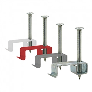 Unicrimp QMC25RD Q-Fire Red LSF Coated Metal 1m-2.5mm Fire-Rated Twin & Earth Clips (Pack 100)