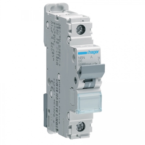 Hager NBN140A 1 Module 40A 10kA Single Pole Type B Miniature Circuit Breaker MCB For Commercial Installations