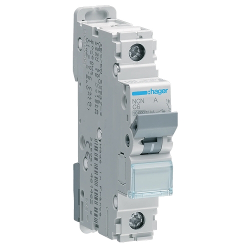Hager NCN150A 1 Module 50A 10kA Single Pole Type C Miniature Circuit Breaker MCB For Commercial Installations