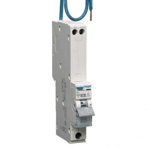 Hager ARR906U 1 Module 6A 6kA 30mA SP Type A B Curve Combined AFDD + RCBO - For Domestic Installations