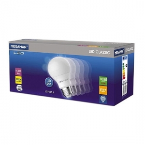 Megaman 710466E (Box of 5) Economy Series 9.6W 2700K LED Traditional Opal GLS Lamp ES Cap Non-Dimmable Warm White 2700K LEDs Megaman 710466E (Box of 5) Economy Series 9.6W 2700K LED Traditional Opal GLS Lamp ES Cap Non-Dimmable Warm White 2700K LEDs