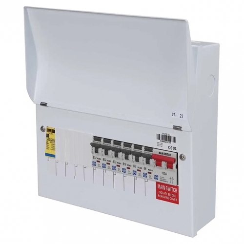 Lewden PRO-S10W-P1S 10 Way Pre-Populated Surge Protected Switch Isolator Consumer Unit With 2x6A + 1x16A + 3x32A RCBOs & 4 Blank Modules
