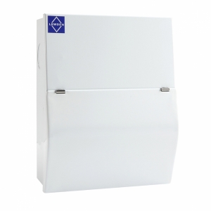 Lewden PRO-R07W-R1 7 Way Switch Isolator Consumer Unit With 100A Isolator & Round Knockouts White All Metal