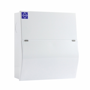 Lewden PRO-R11W-R1 11 Way Switch Isolator Consumer Unit With 100A Isolator & Round Knockouts White All Metal.