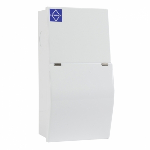 Lewden PRO-RGARAGE-63 2+1 Way Pre-Populated Garage Unit With RCD Isolator And MCBs White All Metal Round Knockouts