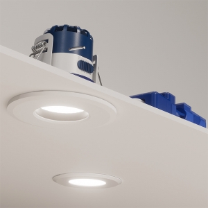 Ovia Lighting OXM-W-10 Inceptor Milli White (Pack Of 10) IP65 Fixed Wattage & 3 CCT Selectable LED Fire-Rated Downlight With Flow Connector 4-6.4W 430-800Lm 240V