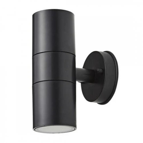 Coast Lighting CZ-25144-BLK Neso Black Polycarbonate Twin GU10 Up/Down Wall Light With Round Mounting Plate - Requires GU10 Lamps IP44 2x 7W LED GU10