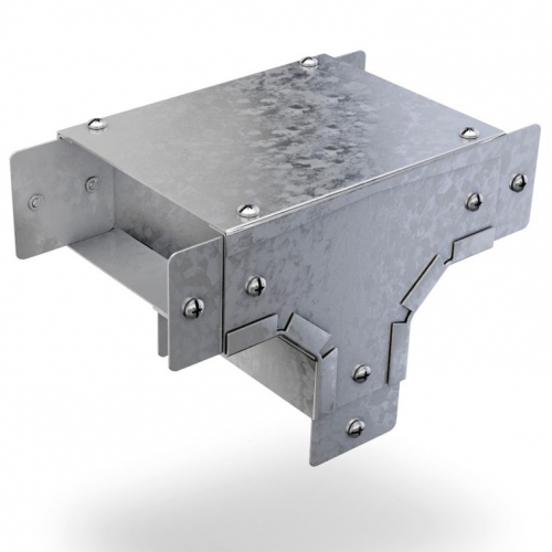 Trench SA44TEX Pre-Galvanised Steel Single Compartment Trunking 90° External Cover Tee Width: 100mm | Height: 100mm