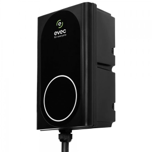 Evec VEC03 Black 7kW 32A 1Ph Tethered Type2 Smart EV Wall Charger With Bluetooth + Wi-Fi & 5m Type 2 Lead + Plug IP54 Black