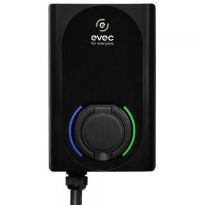 Evec EDC01 PowerPair Black 7kW 32A 1Ph Tethered Type2 Smart Dual EV Wall Charger With Load Balancing & 5m Type 2 Lead + Plug IP54 Black