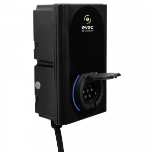 Evec EDC01 PowerPair Black 7kW 32A 1Ph Tethered Type2 Smart Dual EV Wall Charger With Load Balancing & 5m Type 2 Lead + Plug IP54 Black