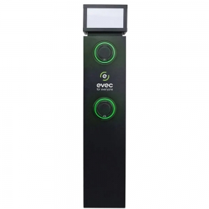 Evec E2P02 Black 22kW 32A3Ph Untethered Smart EV Pedestal Charger With 4G + Bluetooth + Wi-Fi & 1 x Type 2 Socket IP54 Black