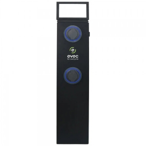 Evec E2P02 Black 22kW 32A3Ph Untethered Smart EV Pedestal Charger With 4G + Bluetooth + Wi-Fi & 1 x Type 2 Socket IP54 Black