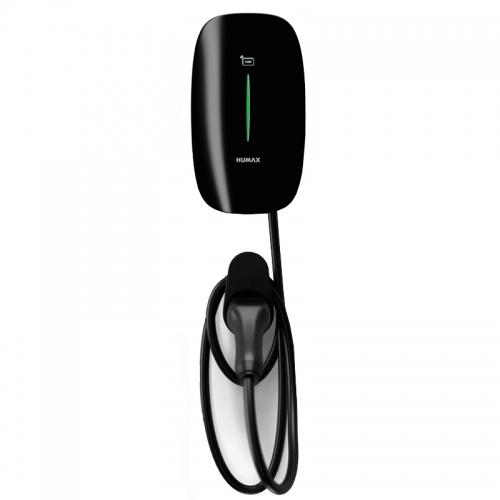 Humax EH-A01-A0707/GB Home 7.4kW 32A 1Ph Tethered Type2 Smart EV Wall Charger With Bluetooth + Wi-Fi + Ethernet & 7m Type 2 Lead + Plug IP65 Black