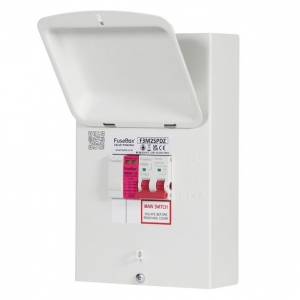 Fusebox F3M2SPDZ White Steel 4 Way Enclosed T2 Retrofit Kit With SPD, 100A Switch Isolator & Black