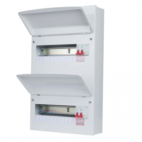 Fusebox F3024MDT F3 Series White 24 (12/12) Way Dual Tariff Consumer Unit With Dual 100A Switch Isolators