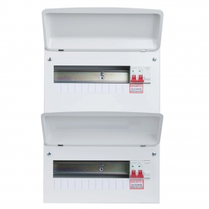 Fusebox F3024MDT F3 Series White 24 (12/12) Way Dual Tariff Consumer Unit With Dual 100A Switch Isolators