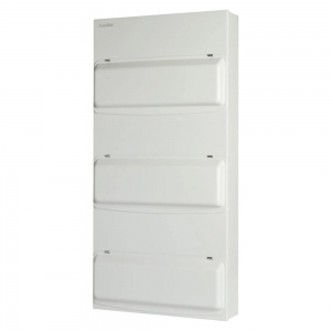 Fusebox F3054E White Steel 54 (18/18/18) Way IP2X DIN-Rail Empty Enclosure With Earth+ Neutral Terminal Bars