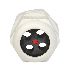 Fusebox G50T White Plastic IP68 Tail Kit With 50mm Dome Gland + Locknut & Insert For 4x 25mm Live/Neutral + 1x 16mm Earth Tails