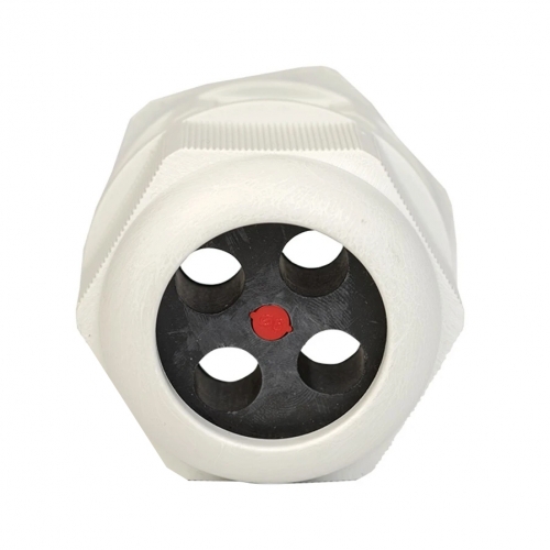 Fusebox G50T White Plastic IP68 Tail Kit With 50mm Dome Gland + Locknut & Insert For 4x 25mm Live/Neutral + 1x 16mm Earth Tails