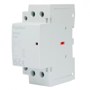Fusebox INC632 2 Module Double Pole 63A 230V DIN Rail Contactor With N/O Contacts & 2x 9mm Heat Dissapation Modules